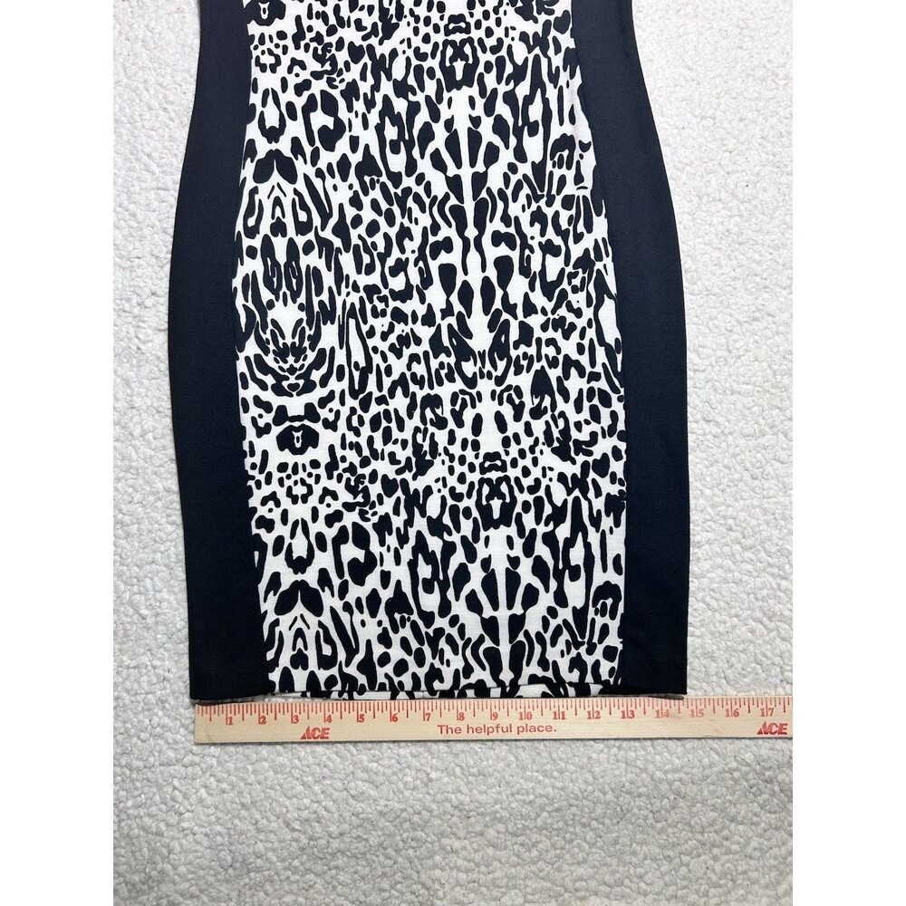 Kardashian Kollection Womens Dress Size S Black White Snow Leopard Print Bodycon - Picture 4 of 12